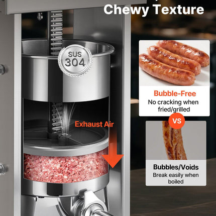 Electric Sausage Stuffer, 22 LBS / 10 L Vertical Meat Stuffer, Stepless Speed Control and Foot Pedal, Stainless Steel Heavy Duty Sausage Filler with 4 Stuffing Tubes, for Commercial & Home Use.