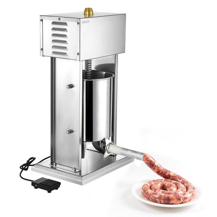 Electric Sausage Stuffer, 22 LBS / 10 L Vertical Meat Stuffer, Stepless Speed Control and Foot Pedal, Stainless Steel Heavy Duty Sausage Filler with 4 Stuffing Tubes, for Commercial & Home Use.