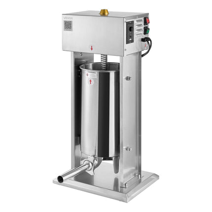 Electric Sausage Stuffer, 33 LBS / 15 L Vertical Meat Stuffer, Stepless Speed Control and Foot Pedal, Stainless Steel Heavy Duty Sausage Filler with 4 Stuffing Tubes, for Commercial & Home Use.