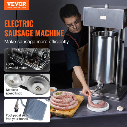 Electric Sausage Stuffer 25 L Vertical Meat Stuffer 304 Stainless Steel.