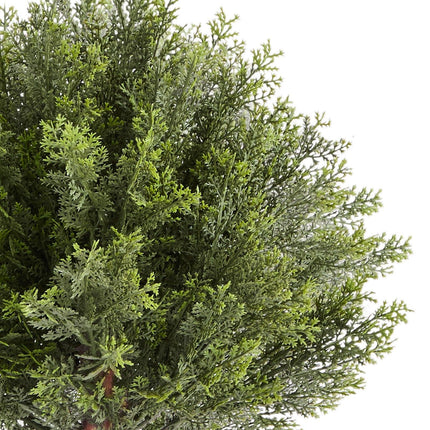 Artificial Topiary Cypress Trees with Ground Spike, 2 Set 406mm Faux Shrubs & Bushes Potted Plants, Fake Silk Tree Look Real for Decor Front Porch Outdoor Indoor Patio Garden Balcony Backyard.