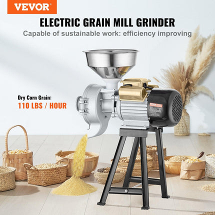 3000W Electric Grain Grinder Corn Wheat Flour Cereal Mill Wet & Dry.