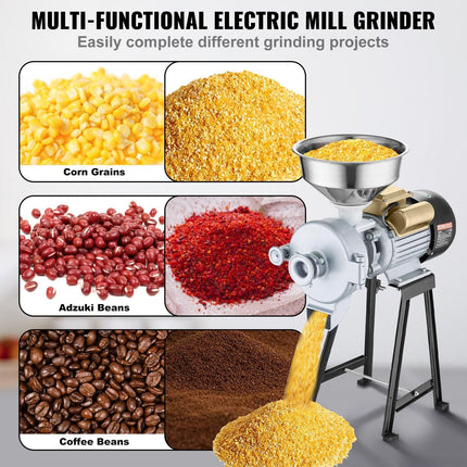 3000W Electric Grain Grinder Corn Wheat Flour Cereal Mill Wet & Dry.