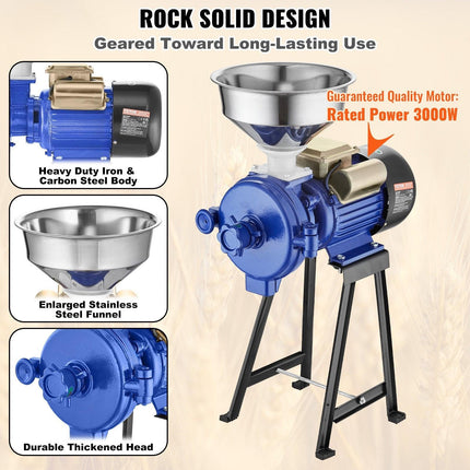 3000W Electric Grain Grinder Corn Wheat Flour Cereal Mill Dry Grinder.