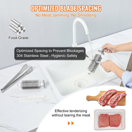 Commercial Meat Tenderizer, Heavy Duty Stainless Steel Kitchen Tool with Handle, Meat Tong, and Cleaning Brush, 450W Electric Meat Tenderizer Machine for Beef, Turkey, Chicken, Pork, and Fish.