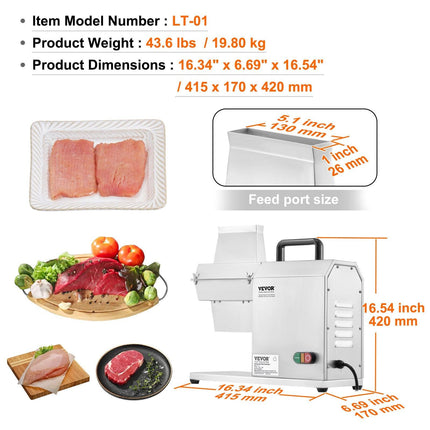 Commercial Meat Tenderizer, Heavy Duty Stainless Steel Kitchen Tool with Handle, Meat Tong, and Cleaning Brush, 450W Electric Meat Tenderizer Machine for Beef, Turkey, Chicken, Pork, and Fish.