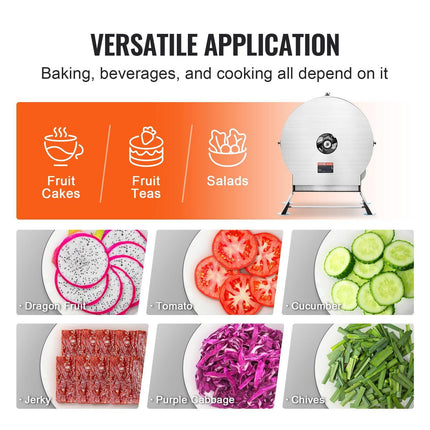 Electric Vegetable Slicer, 0-0.5"/0-12mm Thickness Adjustable Commercial Slicer Machine, Convertible to Manual, Stainless Steel Food Cutter Slicing Machine, Large Feed Port for Potato, Tomato.