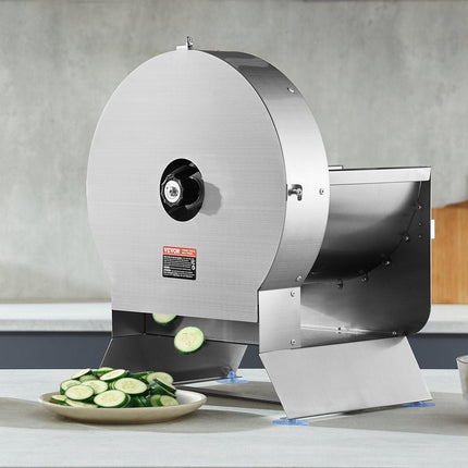 Electric Vegetable Slicer, 0-0.5"/0-12mm Thickness Adjustable Commercial Slicer Machine, Convertible to Manual, Stainless Steel Food Cutter Slicing Machine, Large Feed Port for Potato, Tomato.