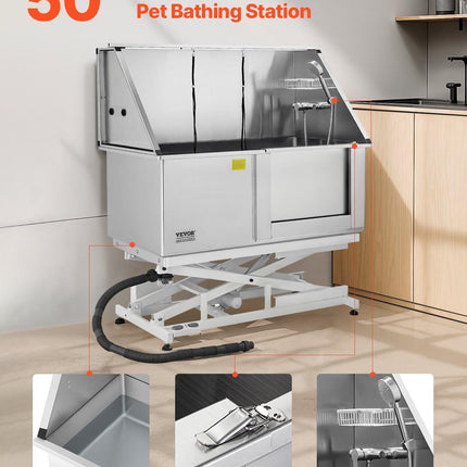 127 cm Electric Dog Grooming Bath Tub Stainless Steel w Water Filter.