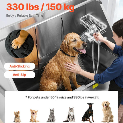 127 cm Electric Dog Grooming Bath Tub Stainless Steel w Water Filter.