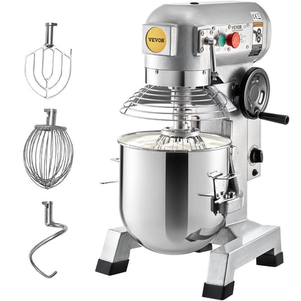 Commercial Food Mixer 30Qt, Food Mixer Commercial with Timing Function, 1100W Stainless Steel Bowl Heavy Duty Electric Commercial Mixer with 3 Speeds Adjustable 108/199/382 RPM, Dough Hook Whisk.