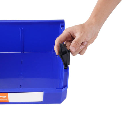 Plastic Storage Bin, (276 mm x 279 mm x 128 mm), Hanging Stackable Storage Organizer Bin, Blue/Red, 6-Pack, Heavy Duty Stacking Containers for Closet, Kitchen, Office, or Pantry Organization.