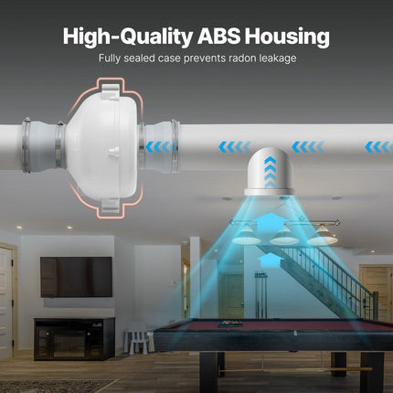 4" to 4.5" Radon Mitigation Fan System Quiet 190CFM Inline Duct Waterproof.