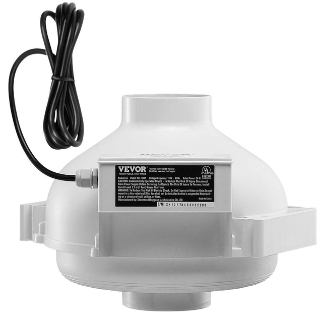 4" to 4.5" Radon Mitigation Fan System Quiet 260CFM Inline Duct Waterproof.