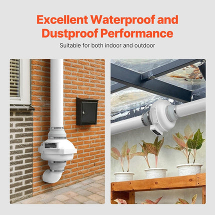 4" to 4.5" Radon Mitigation Fan System Quiet 380CFM Inline Duct Waterproof.