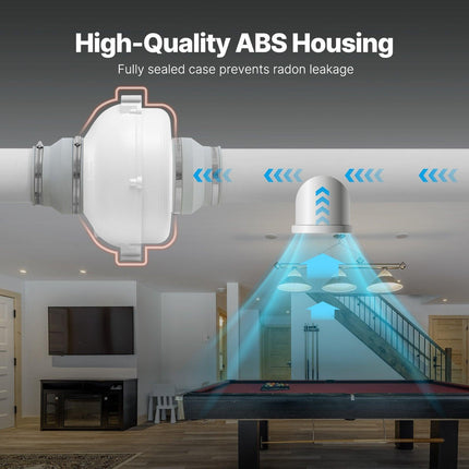 4" to 4.5" Radon Mitigation Fan System Quiet 380CFM Inline Duct Waterproof.