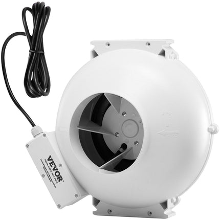 6" to 4.5" Radon Mitigation Fan System Kit Quiet 380 CFM Inline Duct Fan.