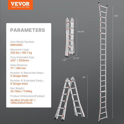 Telescoping Ladder A Frame 20 FT Extension Multi-Function for Homework.