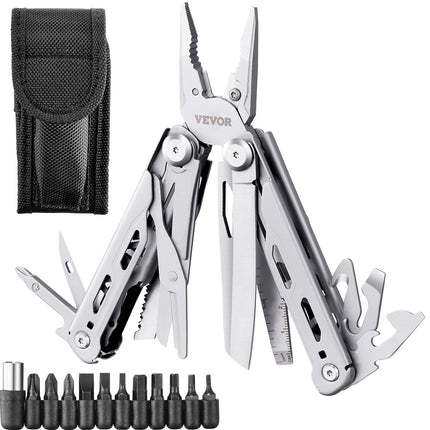 16-In-1 Multitool Pliers, Multi Tool Pliers, Cutters, Knife, Scissors, Ruler, Screwdrivers, Wood Saw, Can Bottle Opener, with Safety Locking and Sheath, for Survival, Camping, Hunting and Hiking.