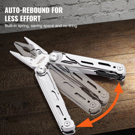 16-In-1 Multitool Pliers, Multi Tool Pliers, Cutters, Knife, Scissors, Ruler, Screwdrivers, Wood Saw, Can Bottle Opener, with Safety Locking and Sheath, for Survival, Camping, Hunting and Hiking.