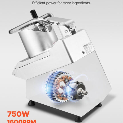 Food Processor & Vegetable Chopper w/ 6 Blades Food-Grade Stainless Steel.