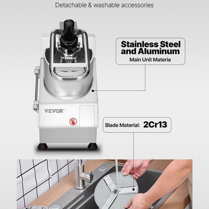 Food Processor & Vegetable Chopper w/ 6 Blades Food-Grade Stainless Steel.