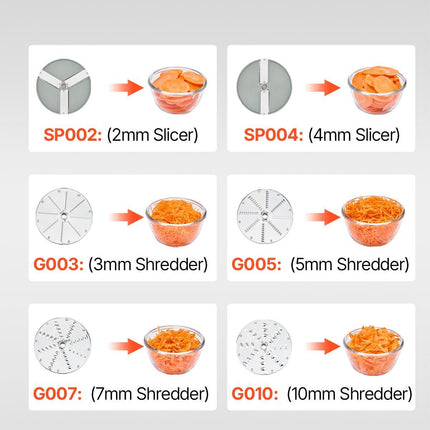 Food Processor & Vegetable Chopper w/ 6 Blades Food-Grade Stainless Steel.