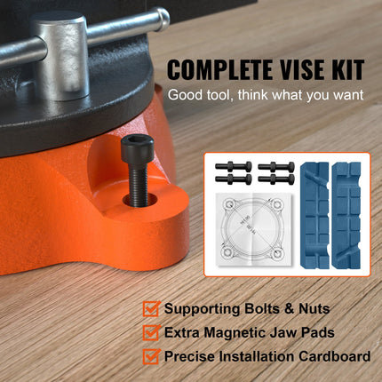 16.7cm Bench Vise Anvil Swivel Locking Base Heavy Duty Ductile Iron Vice.