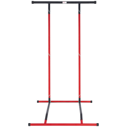 Power Tower Dip Station, 2-Level Height Adjustable Pull Up Bar Stand, Multi-Function Strength Training Workout Equipment, Home Gym Fitness Dip Bar Station, 220LBS Weight Capacity, Black & Red.