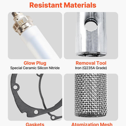 8V Glow Plug Repair Kit, Glow Plug Heater Repair Parking Heater Maintenance Kit with Atomization Mesh, Compatible with 2KW 5KW 8KW Diesel Air Heaters Models, Diesel Heaters Parts for Car Truck.