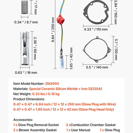 8V Glow Plug Repair Kit, Glow Plug Heater Repair Parking Heater Maintenance Kit with Atomization Mesh, Compatible with 2KW 5KW 8KW Diesel Air Heaters Models, Diesel Heaters Parts for Car Truck.