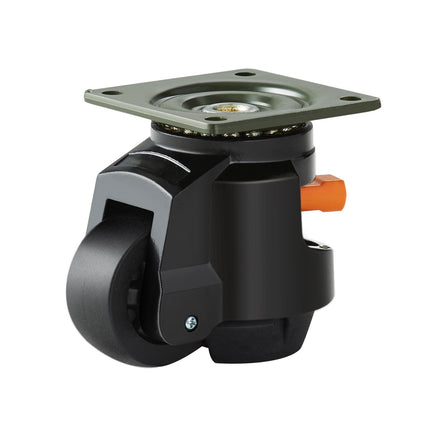 Leveling Casters, Set of 4, 1000 kg Total Load Capacity, 63.5 mm, Heavy Duty with Upgraded Handle Design, 360 Degree Swivel Caster Wheels, Adjustable Casters with Feet for Workbench, Machine.