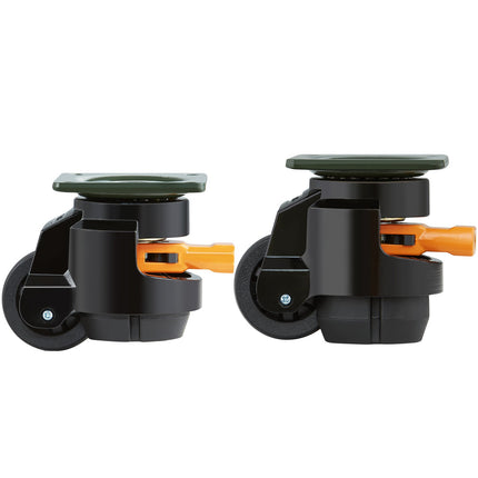 Leveling Casters, Set of 4, 500 kg Total Load Capacity, 50.8 mm, Heavy Duty with Upgraded Handle Design, 360 Degree Swivel Caster Wheels, Adjustable Casters with Feet for Workbench, Machine.