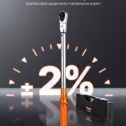 Adjustable Click Torque Wrench, 1/2 Inch Drive, 20-160 lbf-ft/27.1-216.8 N.m, Dual-direction and Dual Range Scales, 72-Tooth, ±2% Precision, with Adapter Interchangeable Jaw and Ratchet Head.