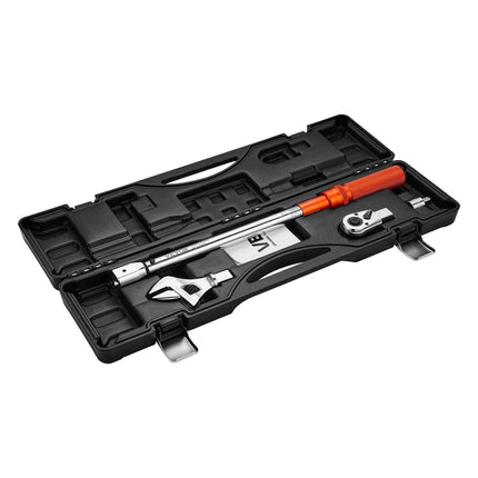 Adjustable Click Torque Wrench, 1/2 Inch Drive, 20-160 lbf-ft/27.1-216.8 N.m, Dual-direction and Dual Range Scales, 72-Tooth, ±2% Precision, with Adapter Interchangeable Jaw and Ratchet Head.