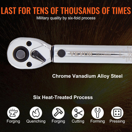 Torque Wrench Adjustable Torque Wrench 1/4" Drive 20-200in.lb/2.3-23Nm.