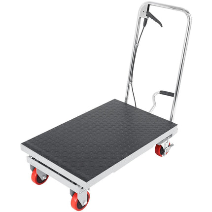 Hydraulic Lift Table Cart, 500lbs Capacity 28.5" Lifting Height, Manual Single Scissor Lift Table with 4 Wheels and Non-slip Pad, Hydraulic Scissor Cart for Material Handling, Gray.