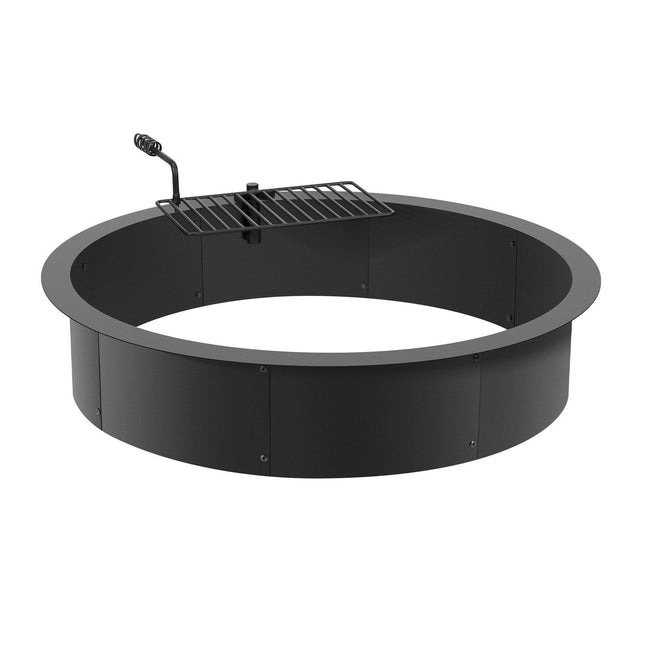 Fire Pit Ring, Fire Pit Insert with Barbecue Fire Ring, 40-In Outer/36-In Inner Diameter, 8.5in Height, Carbon Steel Liner DIY Campfire Ring above/In-Ground, for Outdoor Camping, Bonfires.