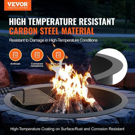 Fire Pit Ring, Fire Pit Insert with Barbecue Fire Ring, 40-In Outer/36-In Inner Diameter, 8.5in Height, Carbon Steel Liner DIY Campfire Ring above/In-Ground, for Outdoor Camping, Bonfires.