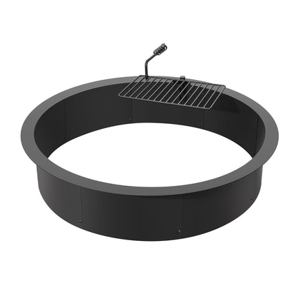 Fire Pit Ring, Fire Pit Insert with Barbecue Fire Ring, 40-In Outer/36-In Inner Diameter, 8.5in Height, Carbon Steel Liner DIY Campfire Ring above/In-Ground, for Outdoor Camping, Bonfires.