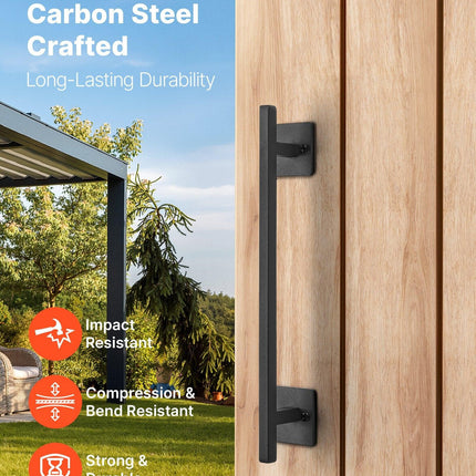Barn Door Handle, 320 mm Rustic Fence Gate Handle, Rust-Resistant Coating, Heavy Duty Carbon Steel Outdoor Gate Handles, Easy to Install, Metal Sliding Door Pulls for Garage Shed Closet Pantry.