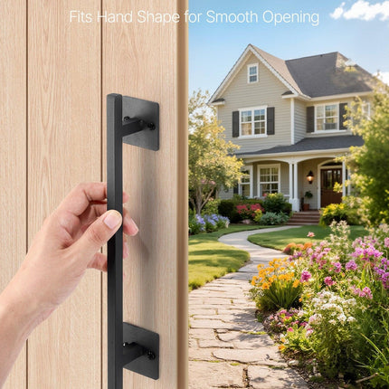 Barn Door Handle, 320 mm Rustic Fence Gate Handle, Rust-Resistant Coating, Heavy Duty Carbon Steel Outdoor Gate Handles, Easy to Install, Metal Sliding Door Pulls for Garage Shed Closet Pantry.