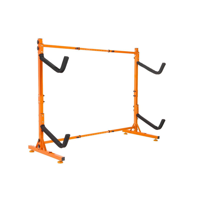 Freestanding Kayak Storage Rack, Kayak Stand for 2 Kayak Canoe Paddleboard, Heavy-duty Steel Kayak Hanger Holder with Padded Arms and Adjustable Width, 79.5kg Max Load, for Indoor Outdoor Garage.