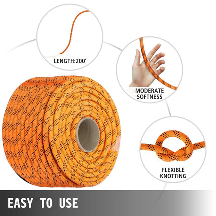 1.43cm Double Braid Polyester Rope 6096cm Nylon Pulling Rope 498.95kg High Force Polyester Load Sailing Rope(1.43cm-6096cm).