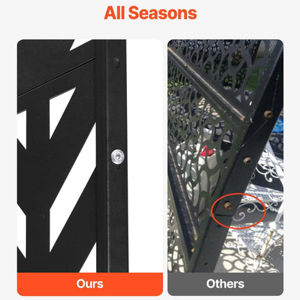 Metal Privacy Screen, 47" W x 72" H, Outdoor Privacy Screens 5-Panel, Freestanding Outdoor Divider with Stand, Decorative Garden Steel Privacy Fence for Balcony Patio Indoor Room Black.