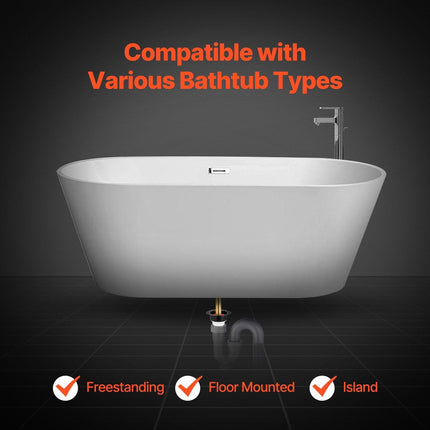 PVC Freestanding Tub Drain Kit, 2 Brass Tail Pipes, Bathtub Drain Rough-in Kit, with PVC Adapter of Tailpiece, Compatible with Freestanding Bathtubs, Floor Mounted Bathtubs and Island Bathtubs.