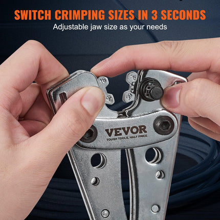 Battery Cable Lug Crimping Tool, 10-1/0AWG with Cable Cutter and 95PCS Copper Ring Terminals, 6 Wire Sizes Crimping Die and 100pcs Heat Shrink Tubes, for Heavy Duty Wire Lugs.