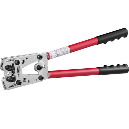 Battery Cable Lug Crimping Tool, 10-1/0AWG with Cable Cutter and 95PCS Copper Ring Terminals, 6 Wire Sizes Crimping Die and 100pcs Heat Shrink Tubes, for Heavy Duty Wire Lugs.
