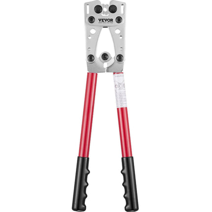 Battery Cable Lug Crimping Tool, 10-1/0AWG with Cable Cutter and 95PCS Copper Ring Terminals, 6 Wire Sizes Crimping Die and 100pcs Heat Shrink Tubes, for Heavy Duty Wire Lugs.