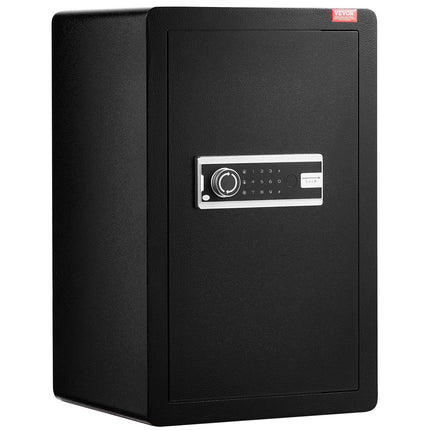 Single Door 3.5 cu.ft Safe Box with Key Lock & Password, Safe Lock Box with Fireproof Bag, Key Rack, LED Light, and 2 Shelves for Money, Documents, Jewelry, and Valuables, Black.